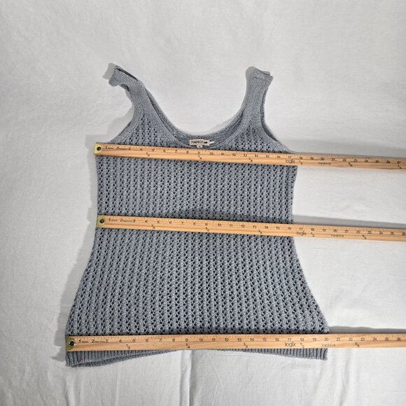 TOAD&CO Gray Recycled Denim Stretchy Crochet Semi-Sheer Tank Top Women's Size M. - Picture 17 of 17